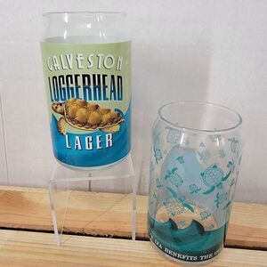 Set Of 2 Galveston Loggerhead Lager Glasses - Sea Turtles